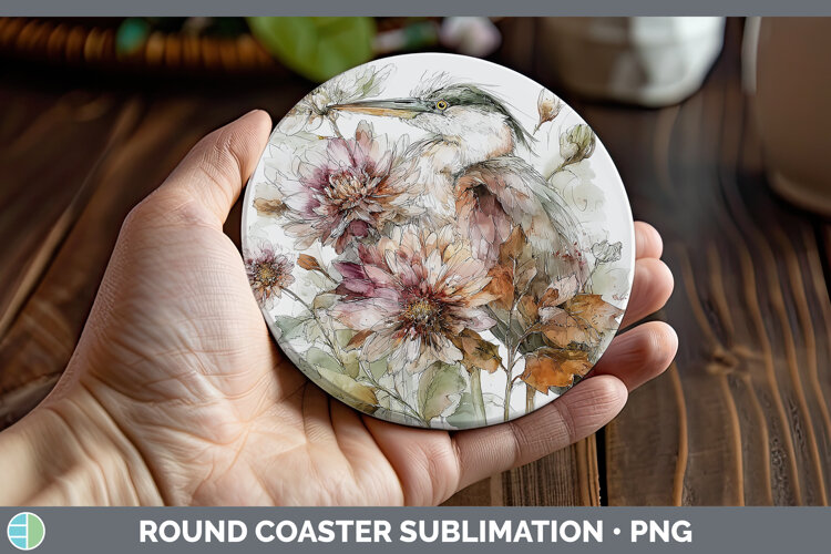 GorgeousBirds 01 Autumn Floral Round Coaster design.