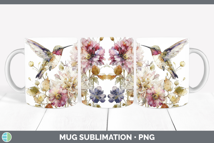 Hummingbird Birds 01 Autumn Floral Mug Wrap Sublimation Desi