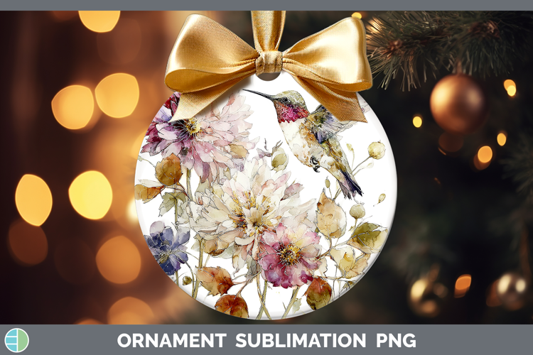 Hummingbird Birds 01 Autumn Floral Ornament Sublimation Desi
