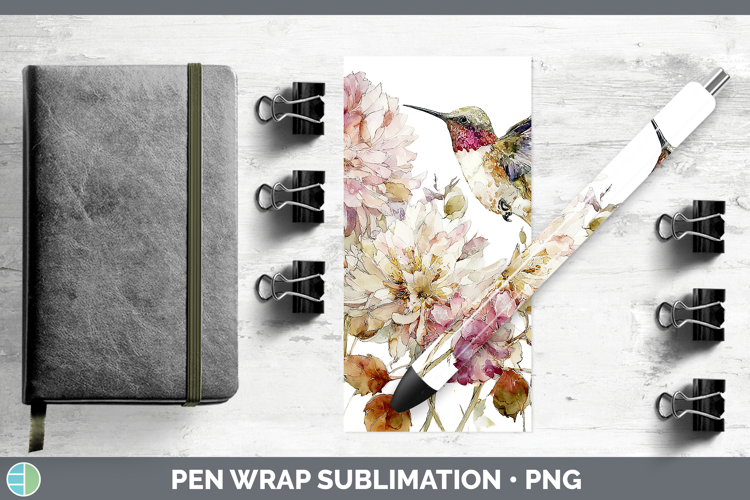 Hummingbird Birds 01 Autumn Floral Pen Wrap Sublimation Desi