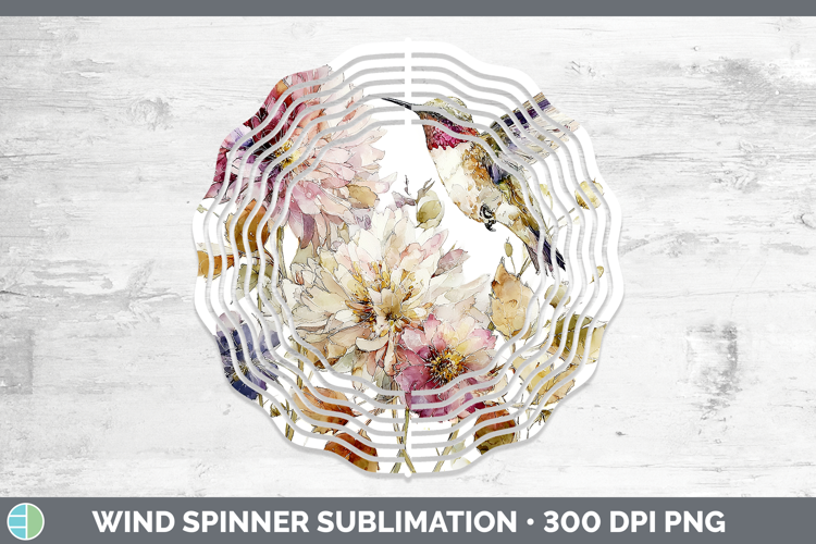 Hummingbird Birds 01 Autumn Floral Wind Spinner Sublimation