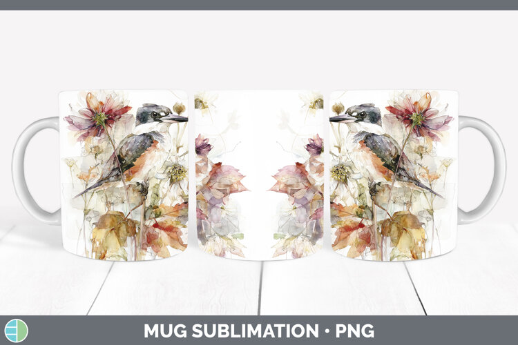 GorgeousBirds 01 Autumn Floral Mug Wrap design.