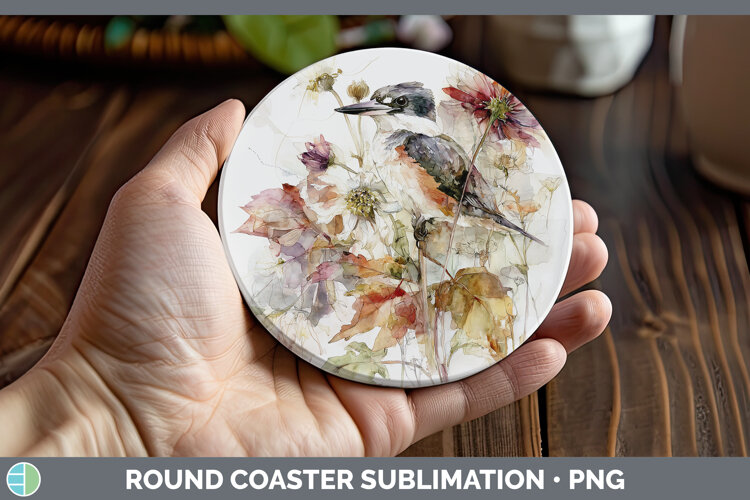 GorgeousBirds 01 Autumn Floral Round Coaster design.