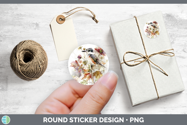 Kingfisher Birds 01 Autumn Floral Stickers Design