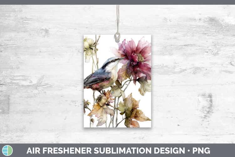 Nuthatch Birds 01 Autumn Floral Air Freshener Sublimation De