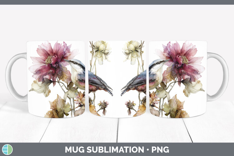 GorgeousBirds 01 Autumn Floral Mug Wrap design.