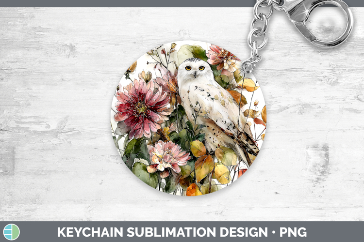 Owl Birds 01 Autumn Floral Keychain Sublimation Design