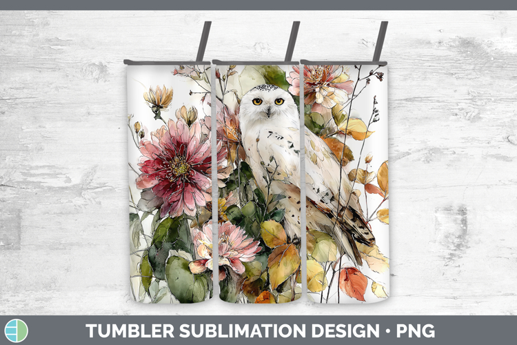 Owl Birds 01 Autumn Floral Tumbler Sublimation Design
