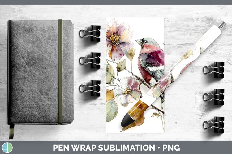 GorgeousBirds 01 Autumn Floral Pen Wrap design.