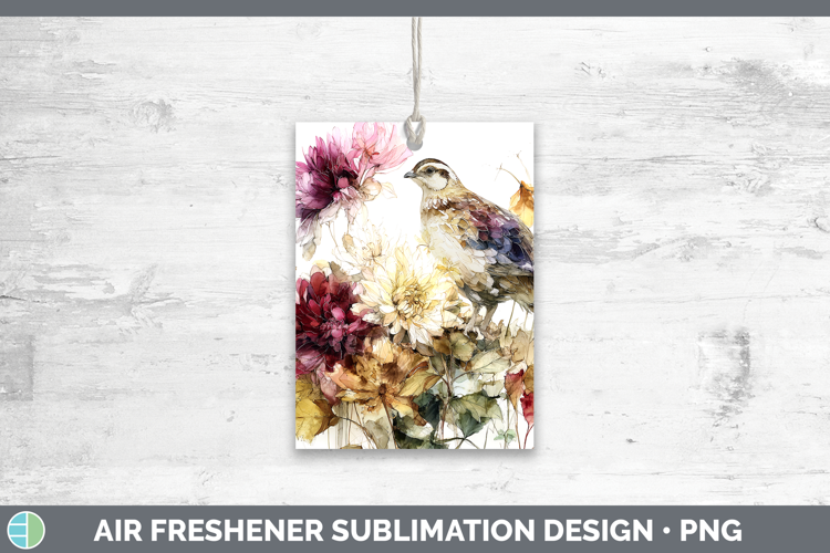 Quail Birds 01 Autumn Floral Air Freshener Sublimation Desig