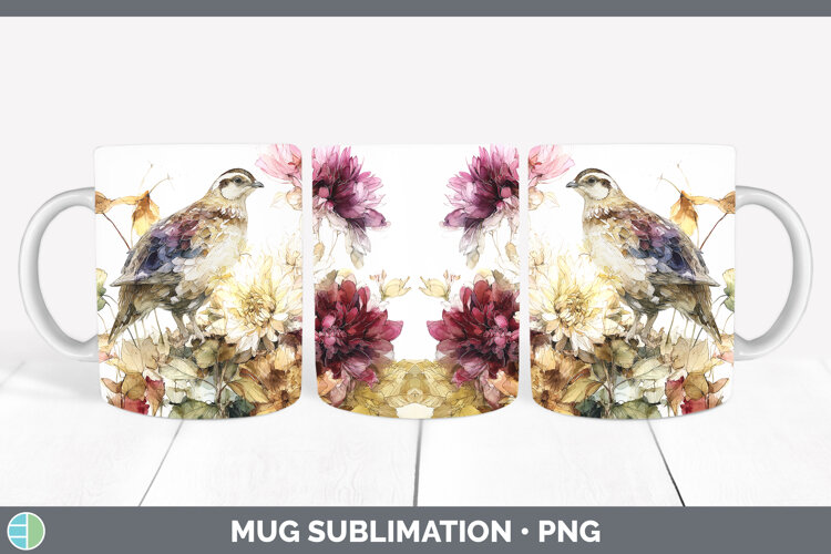 GorgeousBirds 01 Autumn Floral Mug Wrap design.