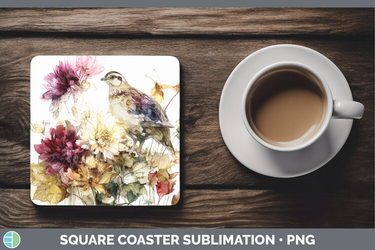 GorgeousBirds 01 Autumn Floral Square Coaster design.