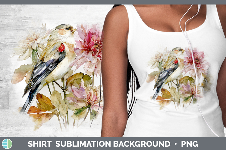 Snow Bunting Birds 01 Autumn Floral Shirt Sublimation Design
