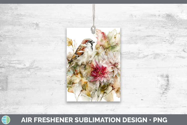 Sparrow Birds 01 Autumn Floral Air Freshener Sublimation Des