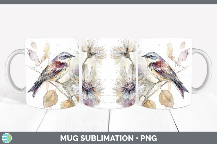 GorgeousBirds 01 Autumn Floral Mug Wrap design.