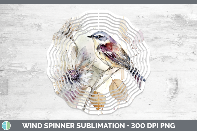 Warbler Birds 01 Autumn Floral Wind Spinner Sublimation Desi