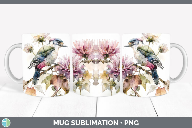 GorgeousBirds 01 Autumn Floral Mug Wrap design.