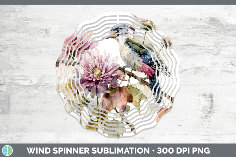 Woodpecker Birds 01 Autumn Floral Wind Spinner Sublimation D