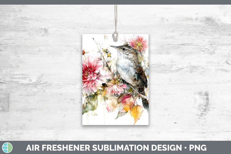 Wren Birds 01 Autumn Floral Air Freshener Sublimation Design