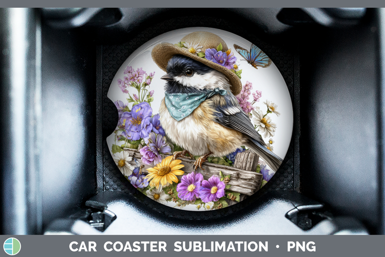 Birds 01 Bandana Summer Chickadee Car Coaster Sublimation D