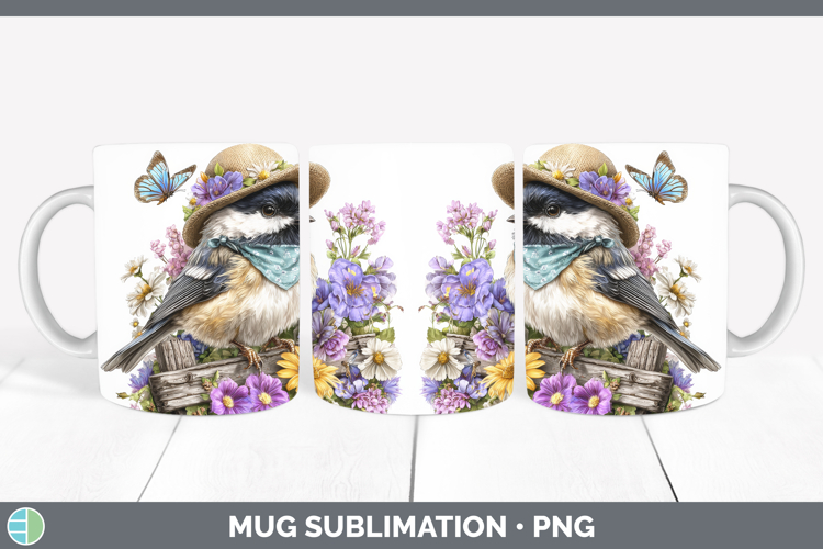 Birds 01 Bandana Summer Chickadee Mug Wrap Sublimation Coffe