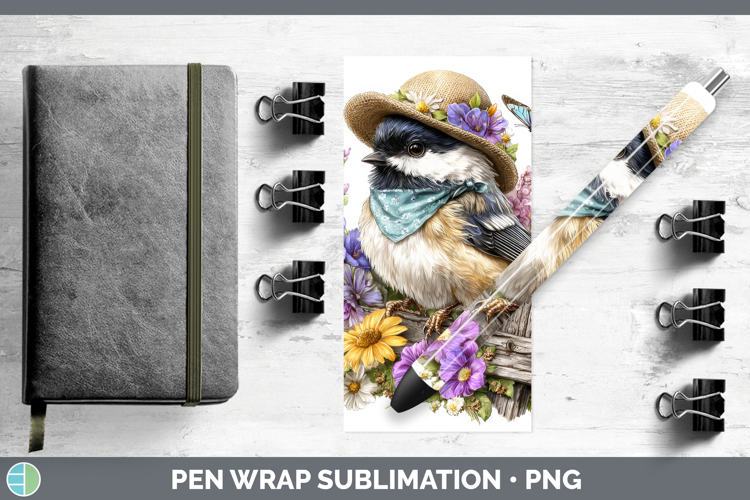 Birds 01 Bandana Summer Chickadee Pen Wrap Sublimation Pen D