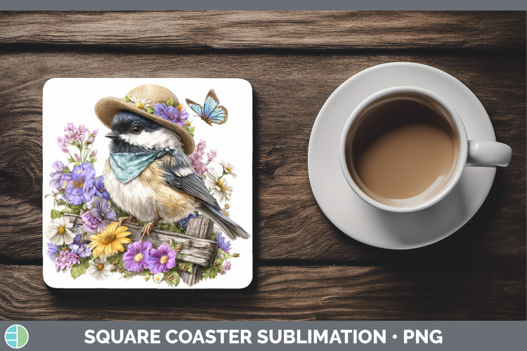 Birds 01 Bandana Summer Chickadee Square Coaster Sublimation