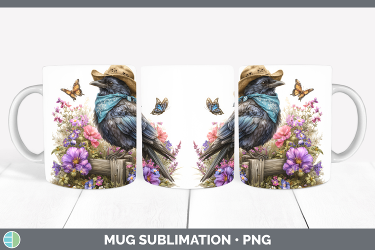 Birds 01 Bandana Summer Crow Mug Wrap Sublimation Coffee Cup