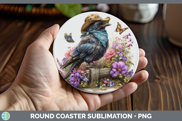 Birds 01 Bandana Summer Crow Round Coaster Sublimation Coast