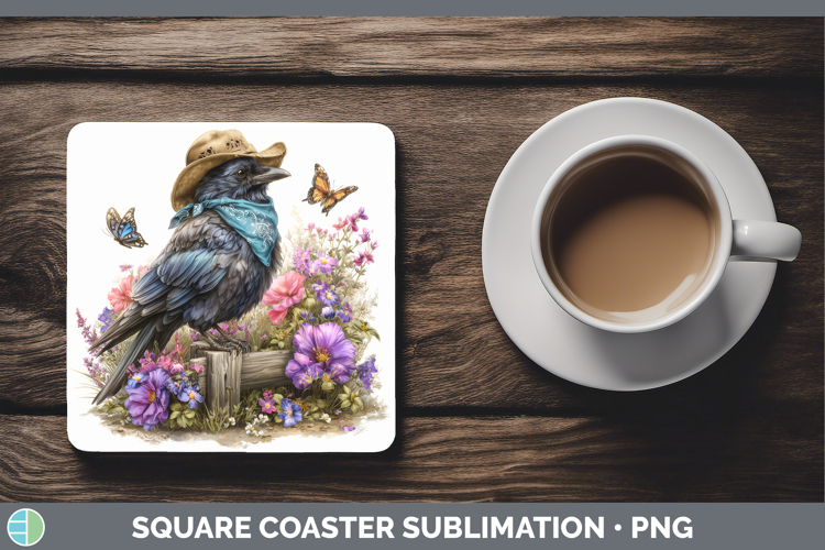 Birds 01 Bandana Summer Crow Square Coaster Sublimation Coas