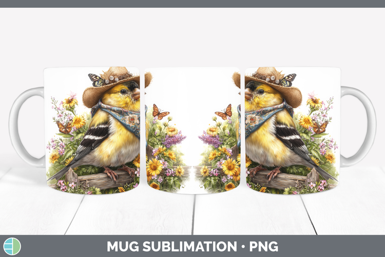 Birds 01 Bandana Summer Goldfinch Mug Wrap Sublimation Coffe