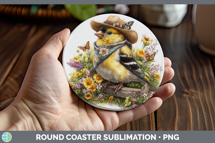 Birds 01 Bandana Summer Goldfinch Round Coaster Sublimation