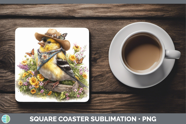 Birds 01 Bandana Summer Goldfinch Square Coaster Sublimation