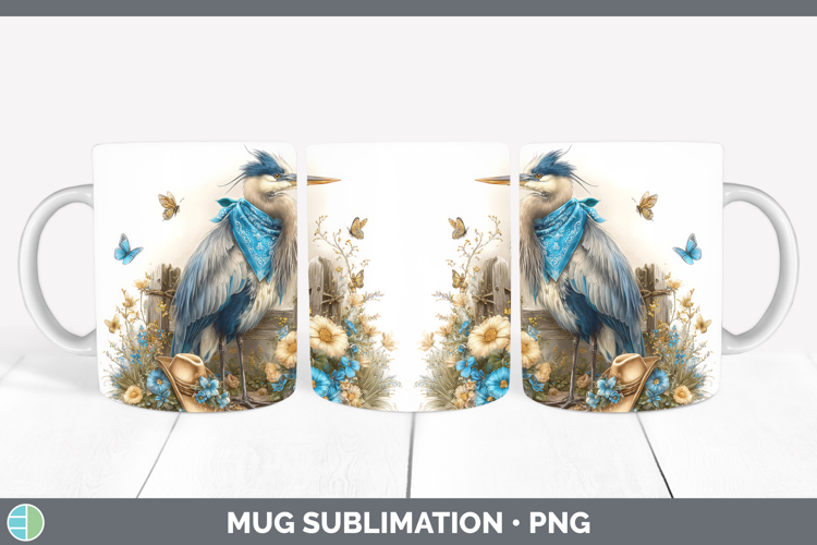 Birds 01 Bandana Summer Great Blue Heron Mug Wrap Sublimatio