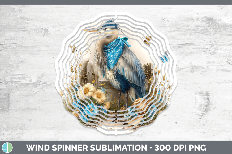 Birds 01 Bandana Summer Great Blue Heron Wind Spinner Sublim