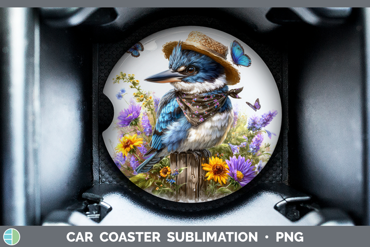 Birds 01 Bandana Summer Kingfisher Car Coaster Sublimation