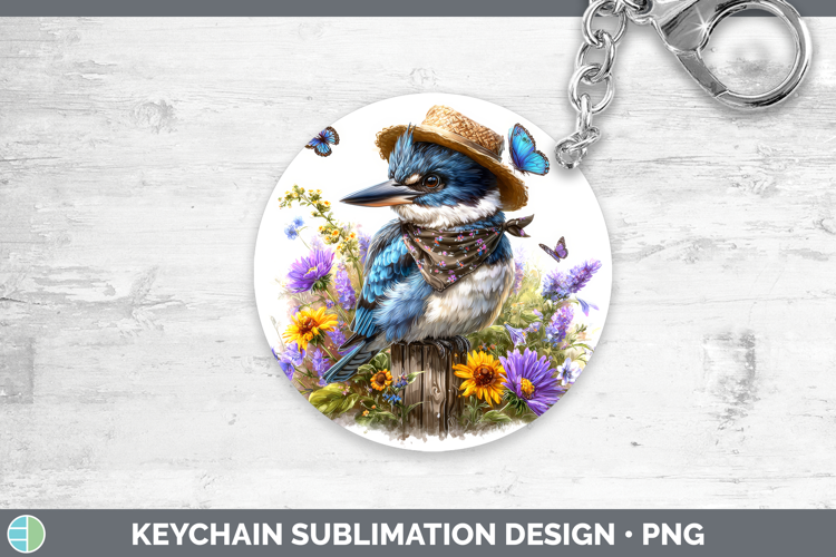 Birds 01 Bandana Summer Kingfisher Keychain Sublimation Keyr