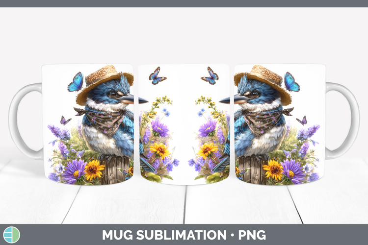Birds 01 Bandana Summer Kingfisher Mug Wrap Sublimation Coff