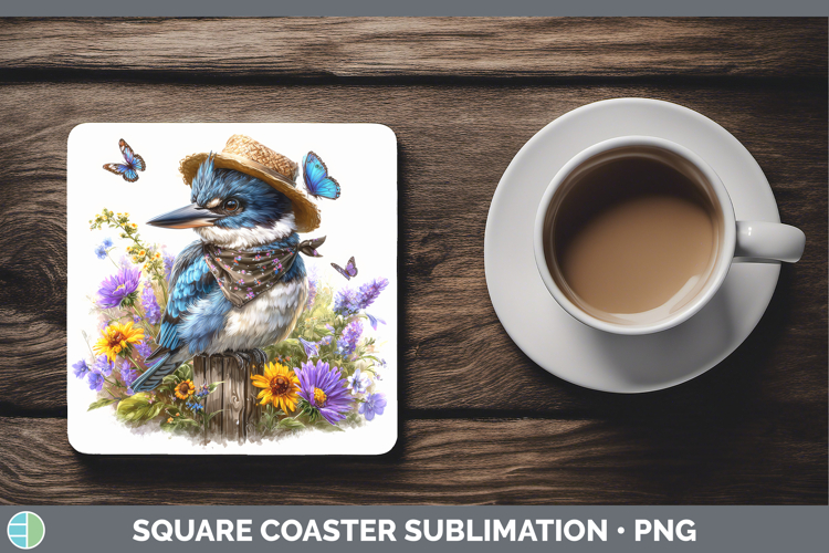 Birds 01 Bandana Summer Kingfisher Square Coaster Sublimatio