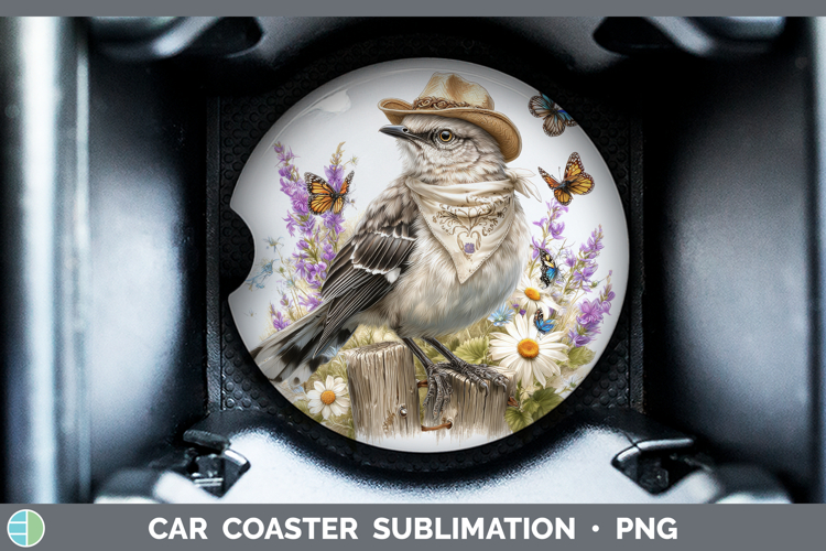 Birds 01 Bandana Summer Mockingbird Car Coaster Sublimation