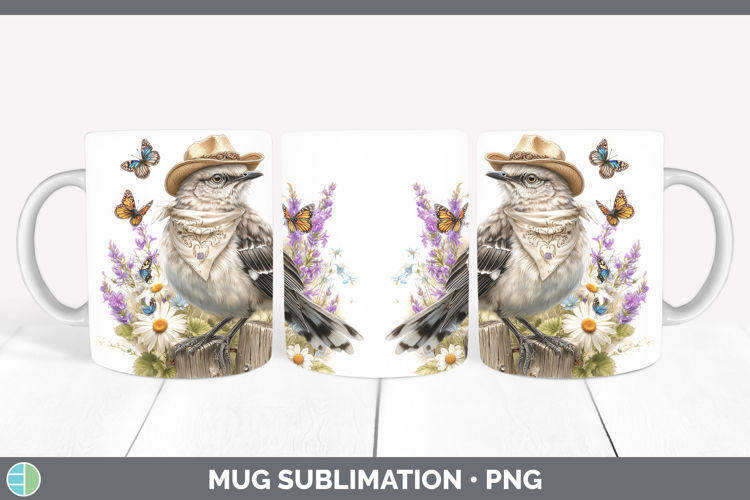 Birds 01 Bandana Summer Mockingbird Mug Wrap Sublimation Cof