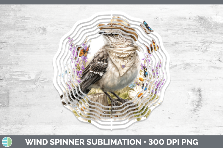 Birds 01 Bandana Summer Mockingbird Wind Spinner Sublimation