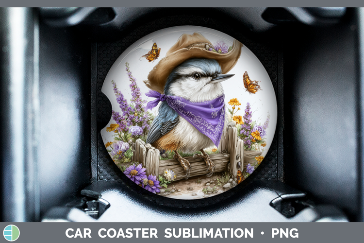 Birds 01 Bandana Summer Nuthatch Car Coaster Sublimation De