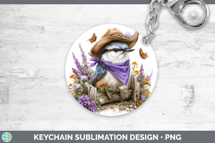 Birds 01 Bandana Summer Nuthatch Keychain Sublimation Keyrin