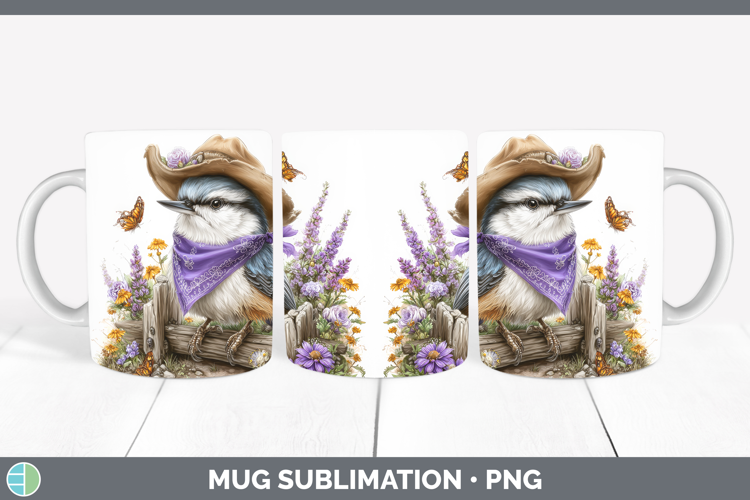 Birds 01 Bandana Summer Nuthatch Mug Wrap Sublimation Coffee
