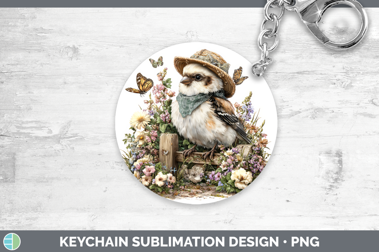 Birds 01 Bandana Summer Snow Bunting Keychain Sublimation Ke