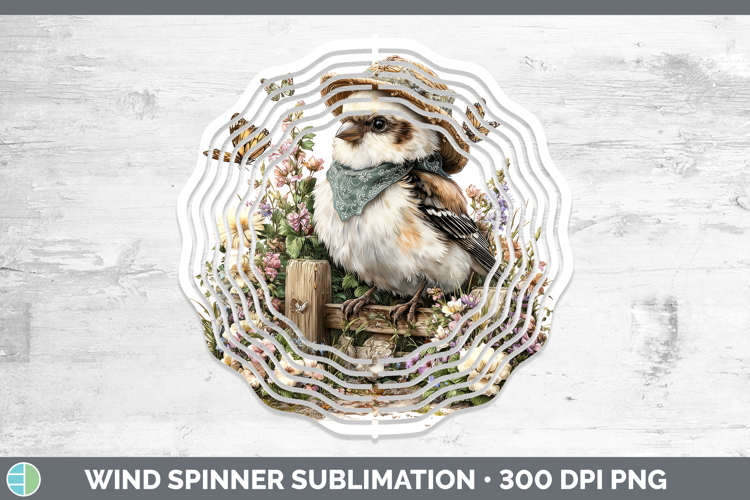 Birds 01 Bandana Summer Snow Bunting Wind Spinner Sublimatio