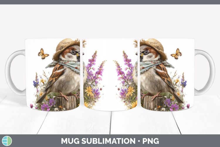 Birds 01 Bandana Summer Sparrow Mug Wrap Sublimation Coffee
