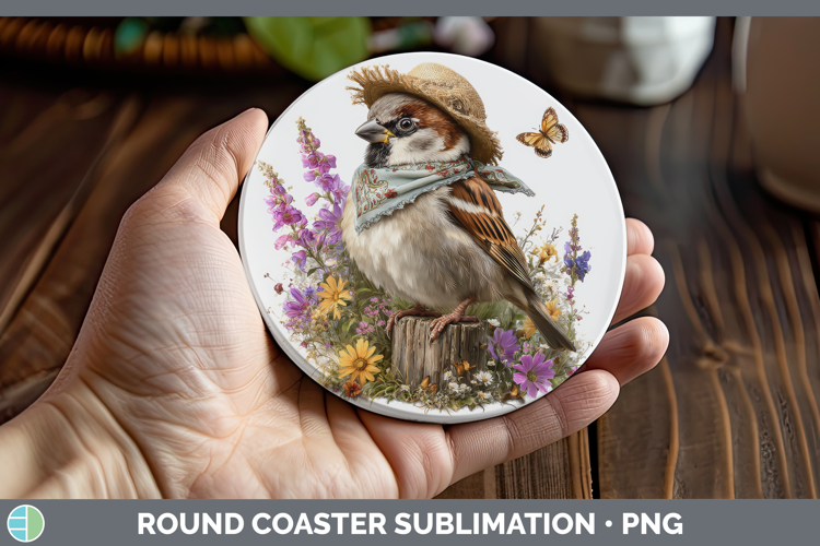 Birds 01 Bandana Summer Sparrow Round Coaster Sublimation Co