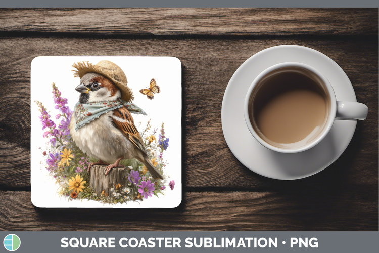 Birds 01 Bandana Summer Sparrow Square Coaster Sublimation C
